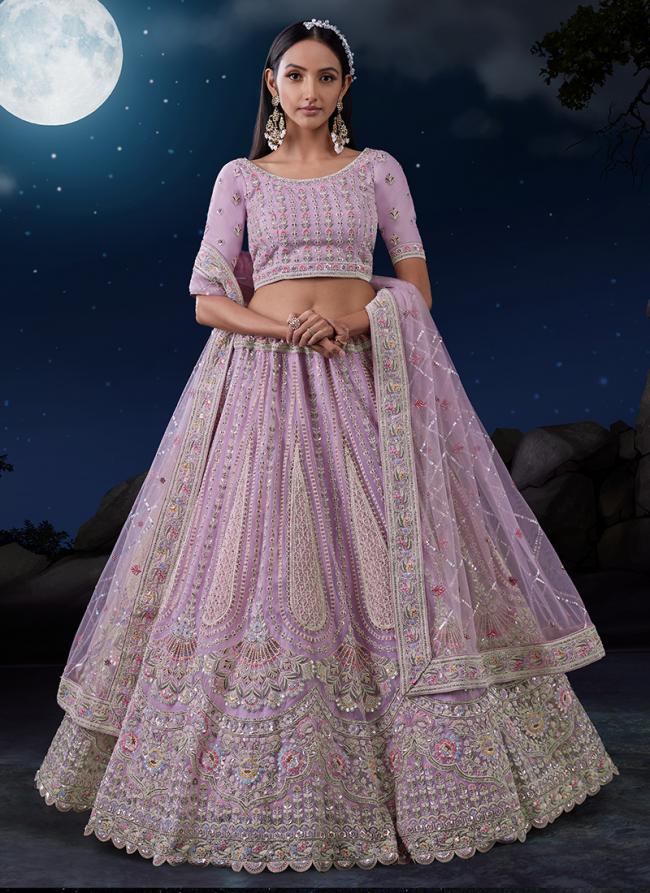 Soft Net Pink Wedding Wear Sequins Work Lehenga Choli